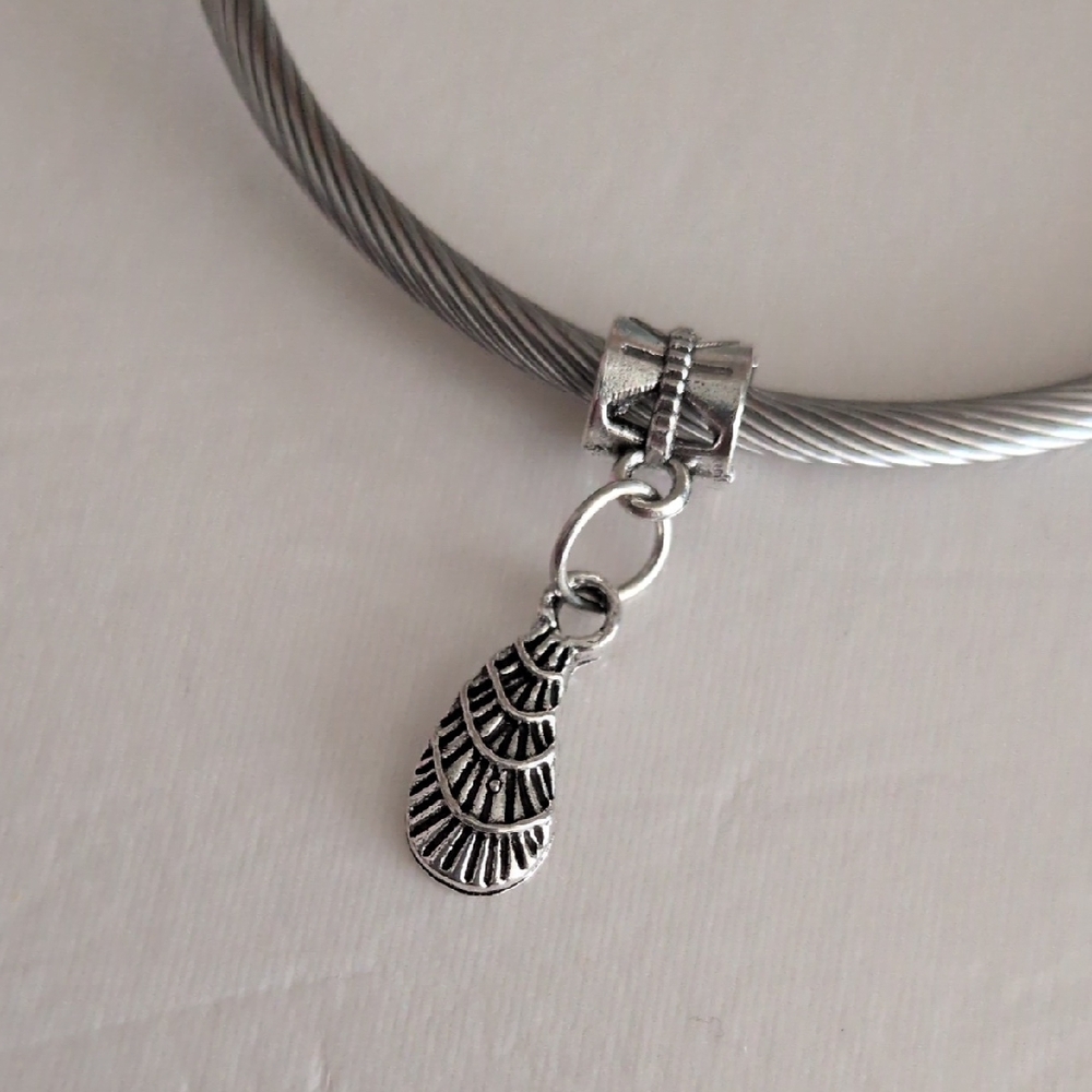Silver Seashell Dangle Charm for Pandora Style‎ Bracelet